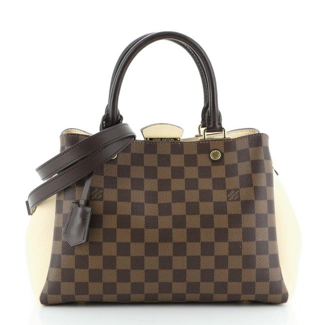 Louis Vuitton Brittany Brown Multicolor Neutral Canvas Coated Leather Satchel