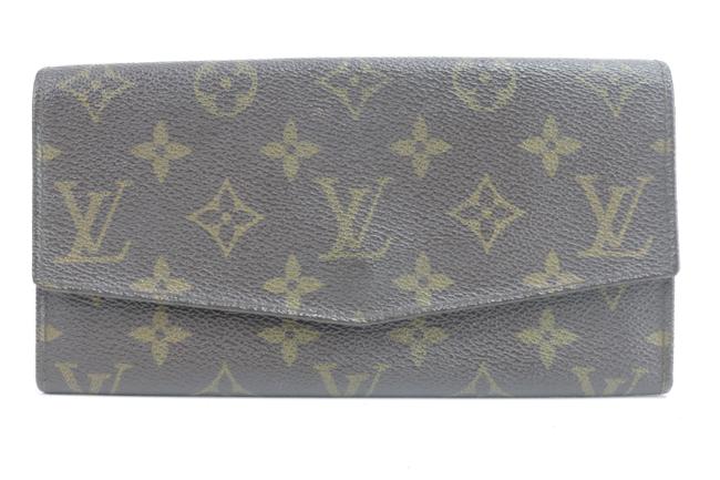 Louis Vuitton Brown Long 231116 Rare Monogram Flap Wallet