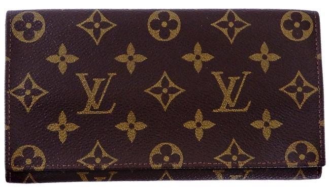 Louis Vuitton Brown Monogram Canvas Leather Pouch Wallet