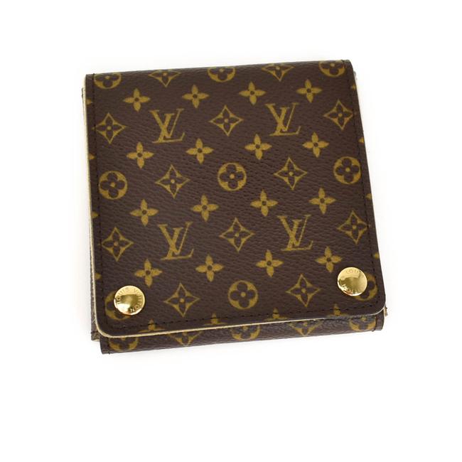Louis Vuitton Brown Monogram "Lv" Logo Jewelry Case Mq