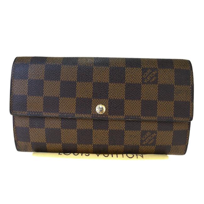 Louis Vuitton Brown Sarah Long Bifold Damier Leather France Wallet