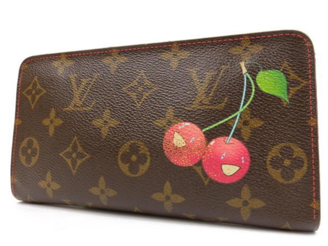 Louis Vuitton Brown Zippy Monogram Cherry Murakami Zip Around 234387 Wallet