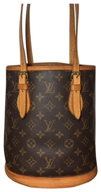 Louis Vuitton Bucket Pm Brown Leather Canvass Tote