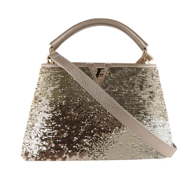Louis Vuitton Capucines Bb Handbag Gold Sequins Satchel