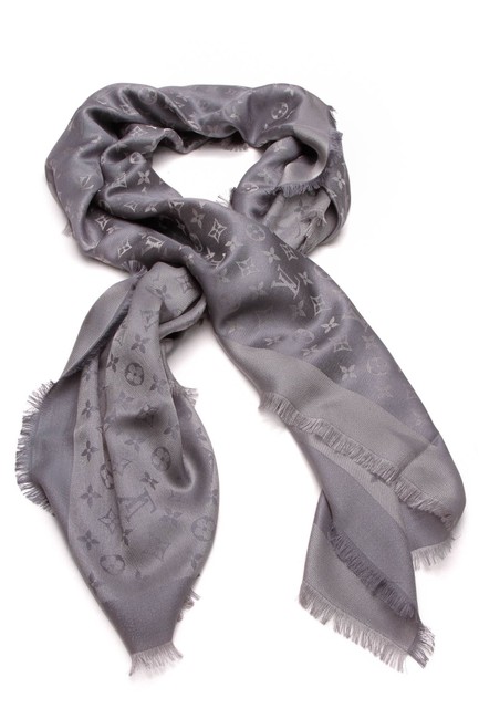 Louis Vuitton Charcoal Grey Monogram Shine Shawl Scarf Wrap
