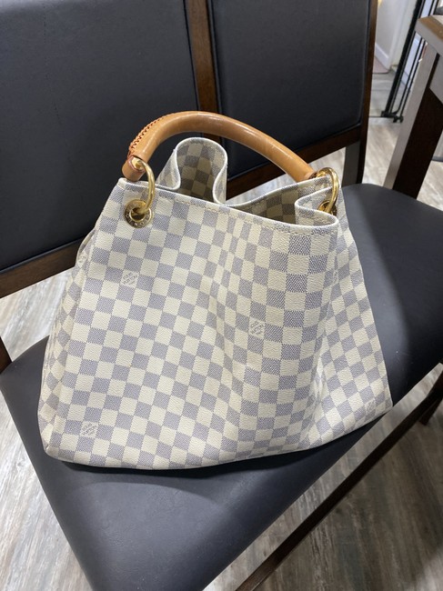 Louis Vuitton Checkered White Hobo Bag