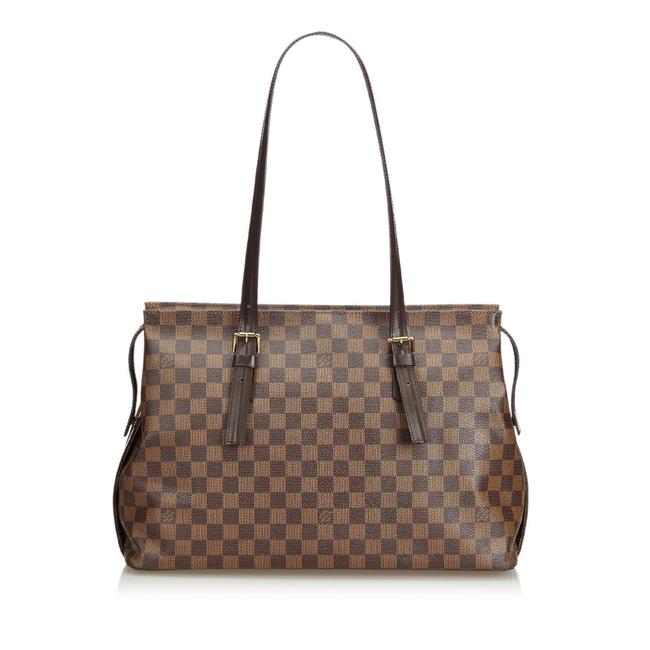 Louis Vuitton Chelsea Damier Ebene Brown Leather Tote