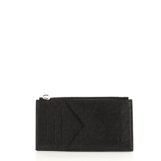 Louis Vuitton Coin Card Holder Taiga Black Leather Clutch