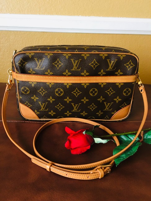 Louis Vuitton Crossbody Brown Coated Canvas Clutch
