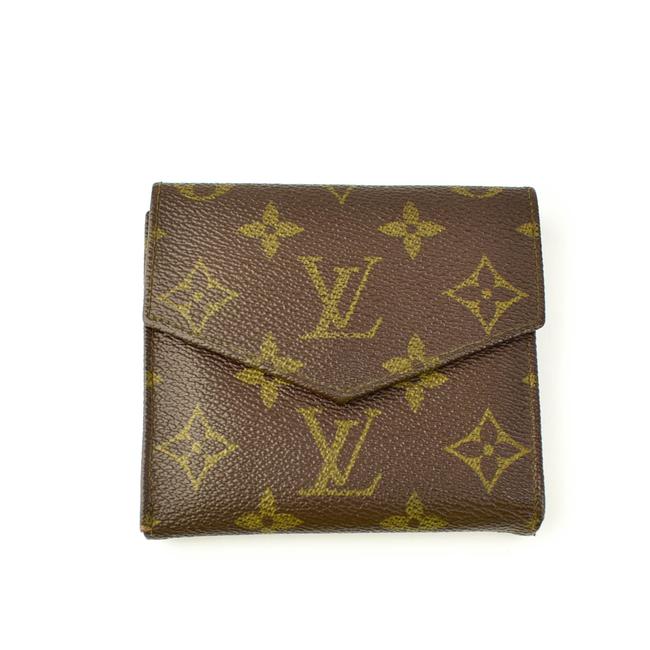 Louis Vuitton "Elise" Brown "Lv" Logo Leather Medium Folding Vp Wallet