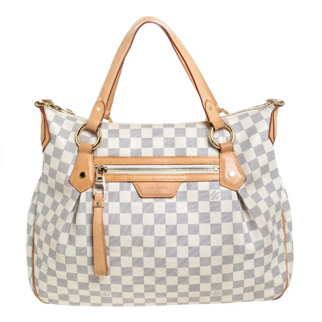 Louis Vuitton Evora Damier Azur Mm Cream Canvas Tote