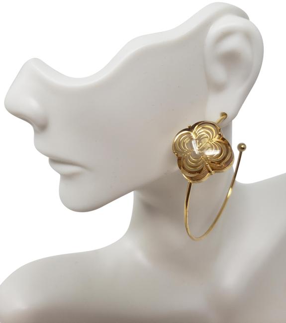 Louis Vuitton Gold Gold tone A La Folie Lv Logo Hoop Earrings