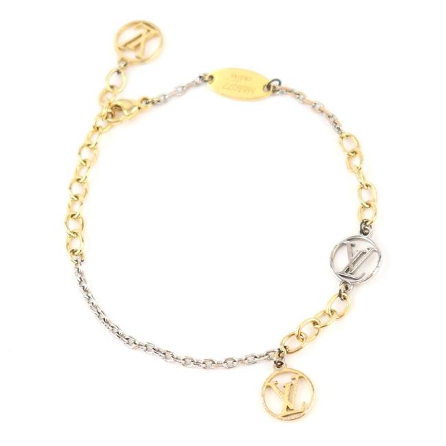 Louis Vuitton Gold  Silver Brass Le Logo Mania Chain M68077 Z1 5725 Bracelet
