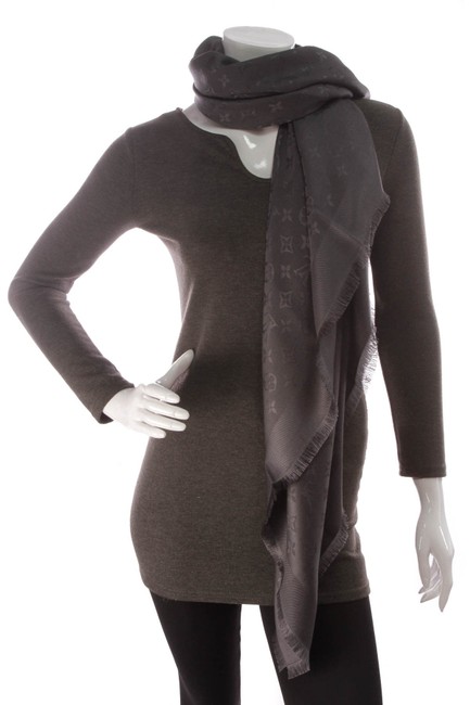 Louis Vuitton Gray Monogram Shawl Charcoal Scarf Wrap