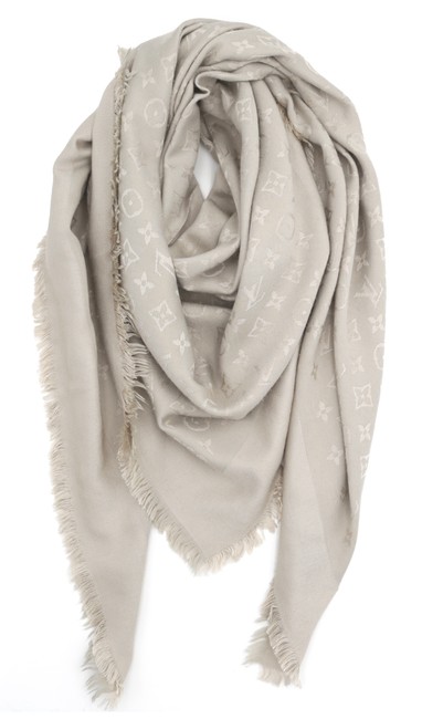 Louis Vuitton Greige Pink Monogram Shawl Scarf Wrap