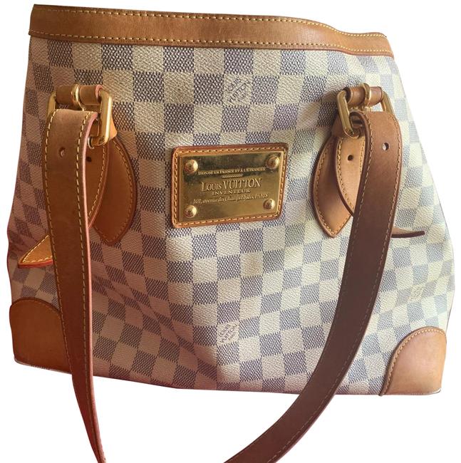 Louis Vuitton Hampstead Damier Azur Mm White Tote
