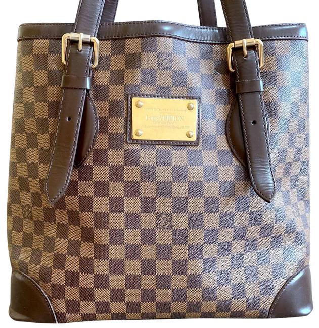Louis Vuitton Hampstead Damier Ebene Gm Coated Satchel Brown Canvas Clutch