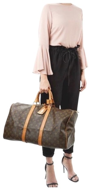 Louis Vuitton Keepall 45 Brown Monogram Leather Weekend Travel Bag