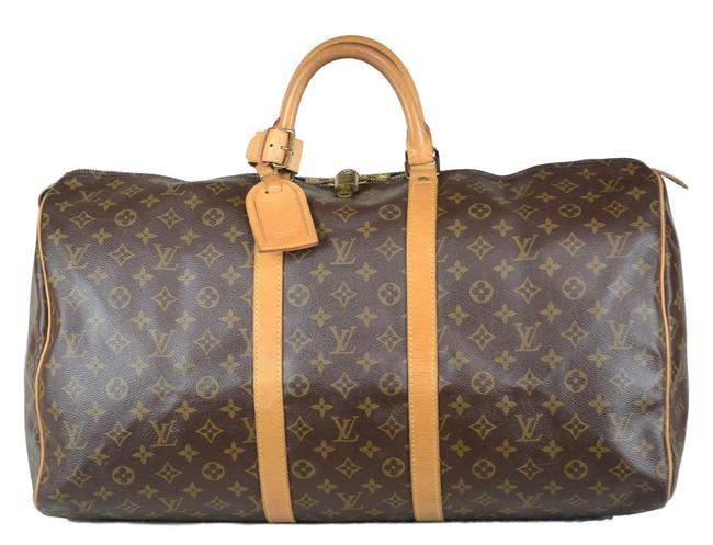 Louis Vuitton Keepall 55 Brown Monogram Canvas Tote
