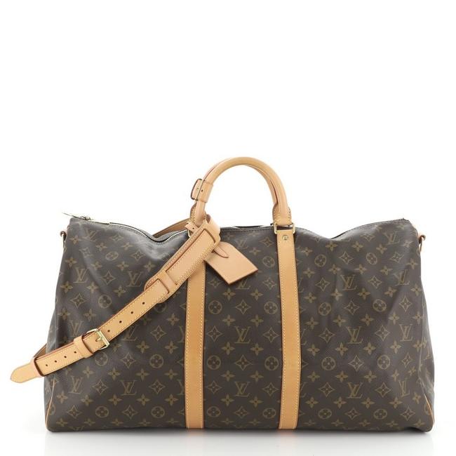 Louis Vuitton Keepall Bandouliere 55 Brown Monogram Canvas Tote
