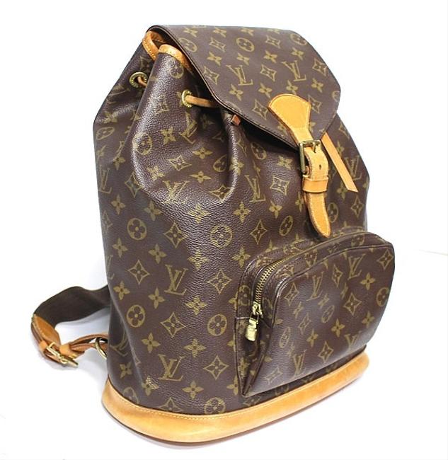 Louis Vuitton Lv Monsouris Gm Brown Coated Canvas Backpack