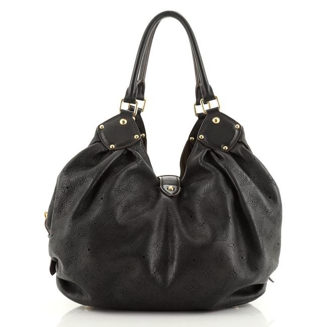 Louis Vuitton Mahina L Black Leather Hobo Bag