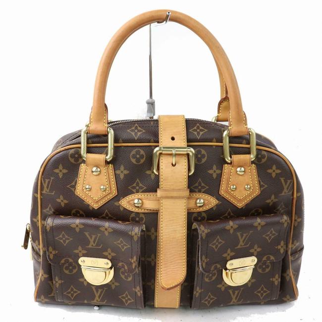 Louis Vuitton Manhattan Monogram Gm 870693 Brown Coated Canvas Satchel