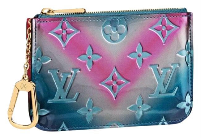 Louis Vuitton Metallic Blue Pink Key Pouch Vernis Wallet