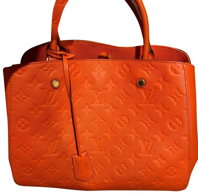 Louis Vuitton Montaigne Mm Orange Leather Tote