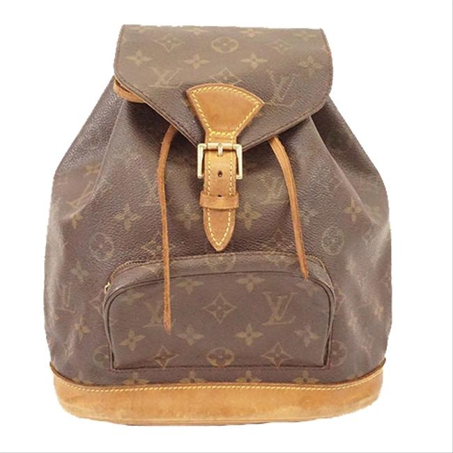 Louis Vuitton Montsouris Mm M51136 Women Brown Monogram Backpack