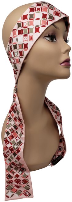 Louis Vuitton Multicolor Pink Lv Floral Print Silk Bandeau Scarf Wrap