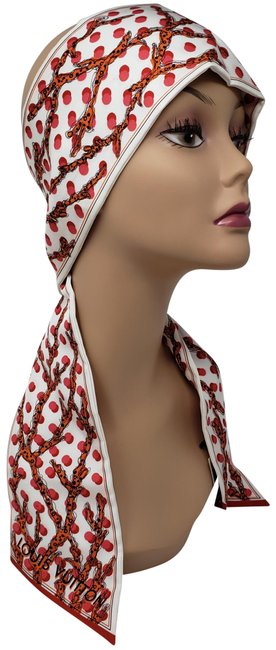 Louis Vuitton Multicolor White Red Floral Grenadine Ramages Bandeau Scarf Wrap