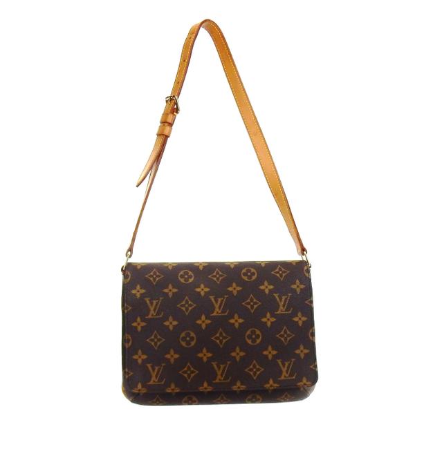 Louis Vuitton Musette Tango Brown Monogram Canvas Leather Cross Body Bag