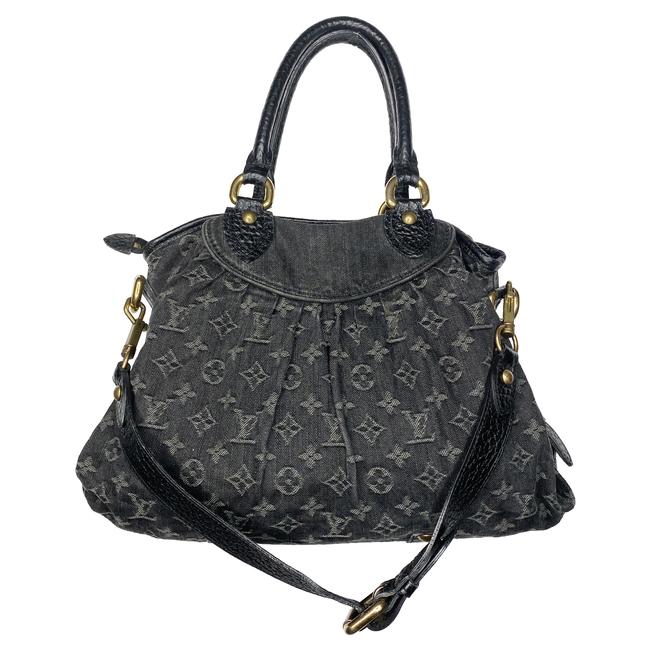 Louis Vuitton Neo Cabby Shoulder Black Monogram Denim Canvas Hobo Bag