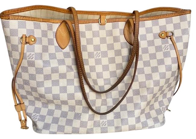 Louis Vuitton Neverfull Azur Mm White Shoulder Bag