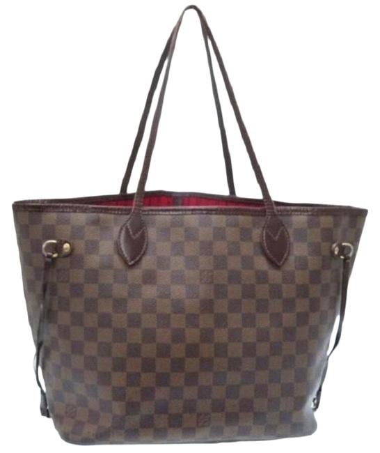 Louis Vuitton Neverfull Bag Damier Mm Brown Red Canvas Tote