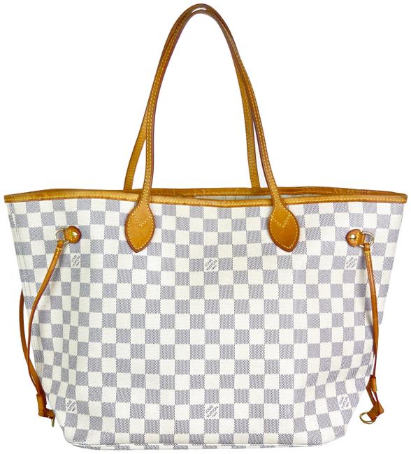 Louis Vuitton Neverfull Damier Azur Monogram Mm Tote