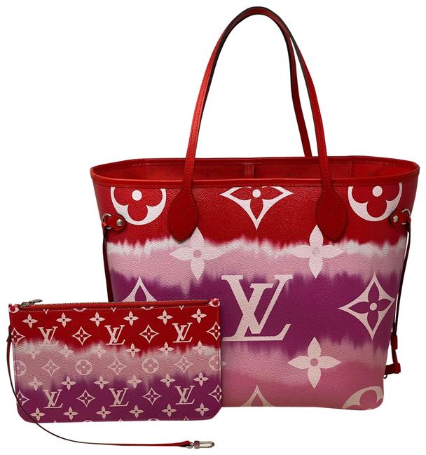 Louis Vuitton Neverfull Lv Escale Mm Rouge M45127 Red Coated Canvas Tote