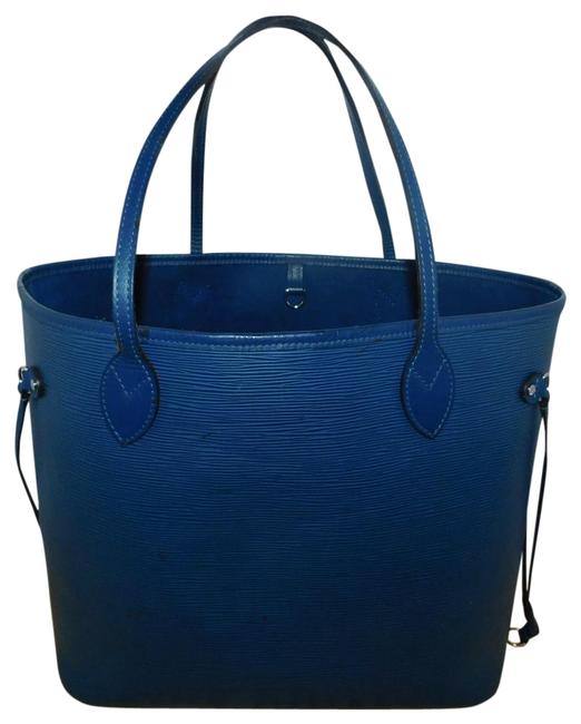 Louis Vuitton Neverfull Mm A361 Blue Epi Leather Tote