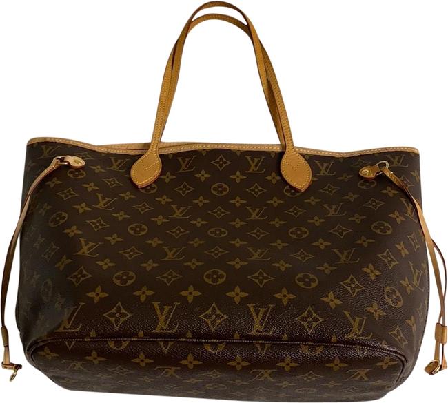 Louis Vuitton Neverfull Monogram Brown Leather Tote