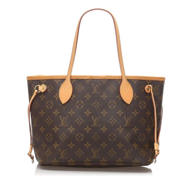 Louis Vuitton Neverfull Monogram Pm Brown Leather Tote