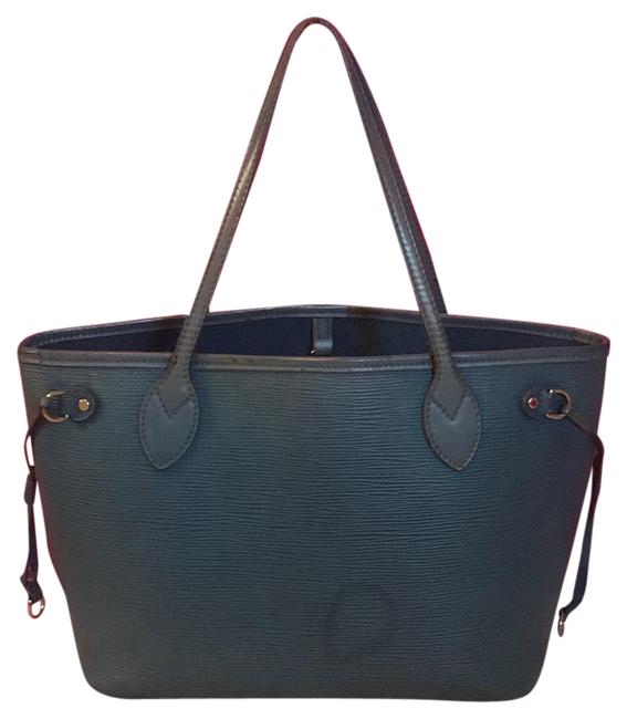 Louis Vuitton Neverfull Shoulder Bag Pm Epi Blue Leather Tote