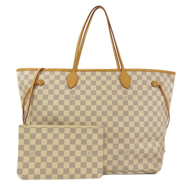 Louis Vuitton Neverfull Tote Bag N41360 Gm Ladies Damier Azur  White Canvas