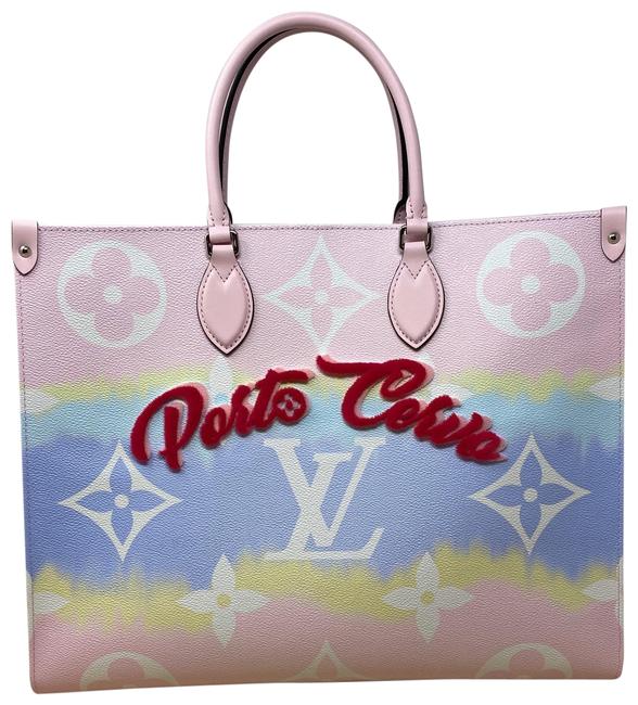 Louis Vuitton Onthego Lv Escale Porto Cervo Pastel Pink Coated Canvas Tote