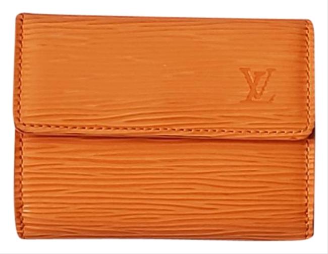 Louis Vuitton Orange Leather Card Holder Epi Wallet