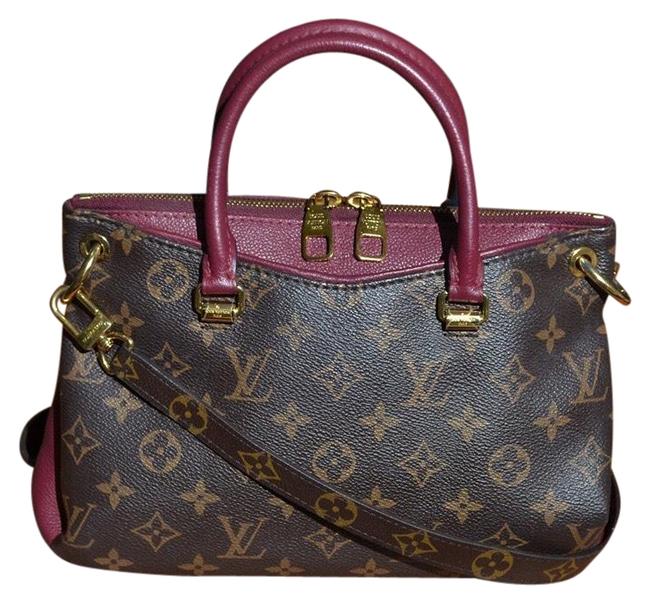 Louis Vuitton Pallas Raisin Lv Monogram Coated Canvas Calf Leather Satchel