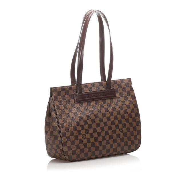 Louis Vuitton Parioli Damier Ebene Pm Brown Leather Tote