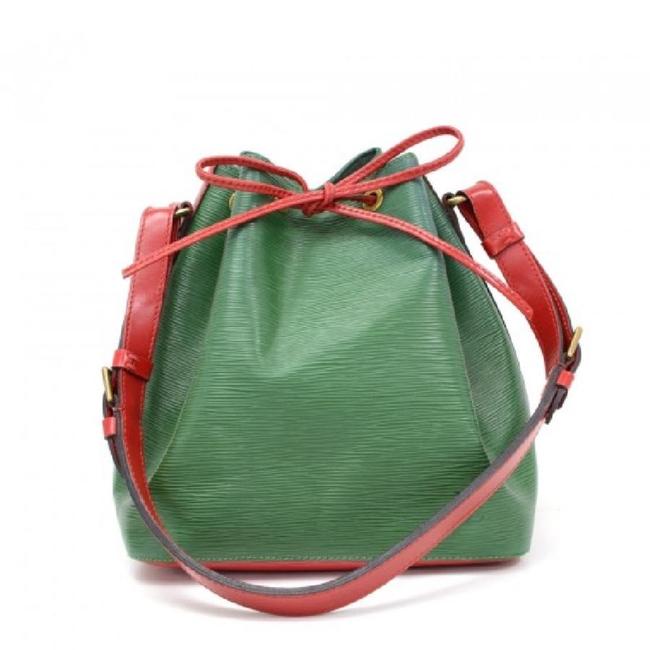 Louis Vuitton Petit Noe Green Red Epi Leather Hobo Bag