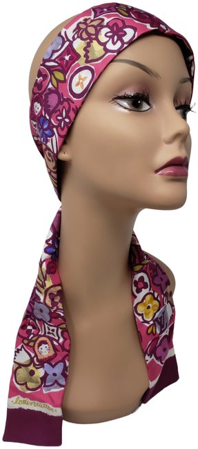 Louis Vuitton Pink Multicolor Silk Eugenia Lv Print Bandeau Scarf Wrap