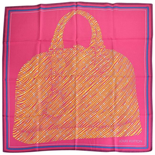 Louis Vuitton Pink Orange Alma 9478 Magenta 90cm Silk Scarf Wrap